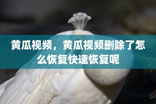 黄瓜视频，黄瓜视频删除了怎么恢复快速恢复呢