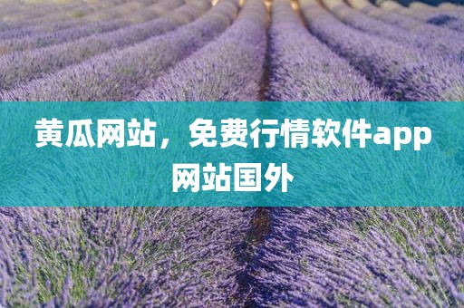 黄瓜网站，免费行情软件app网站国外