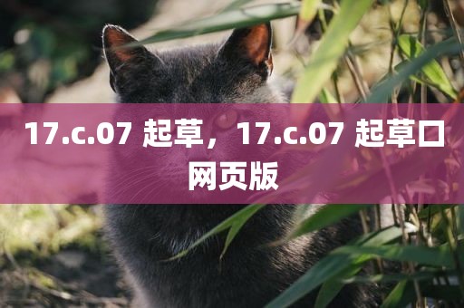 17.c.07 起草，17.c.07 起草口网页版