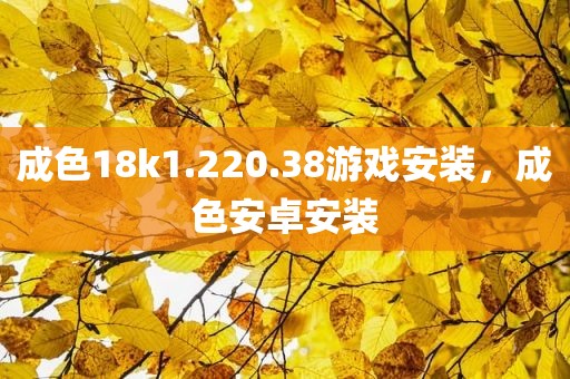 成色18k1.220.38游戏安装，成色安卓安装