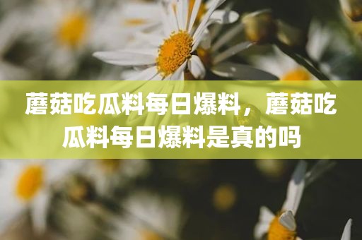 蘑菇吃瓜料每日爆料，蘑菇吃瓜料每日爆料是真的吗