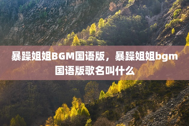 暴躁姐姐BGM国语版，暴躁姐姐bgm国语版歌名叫什么