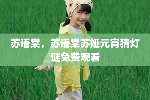 苏语棠，苏语棠苏娅元宵猜灯谜免费观看