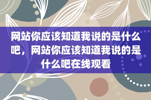 网站你应该知道我说的是什么吧，网站你应该知道我说的是什么吧在线观看