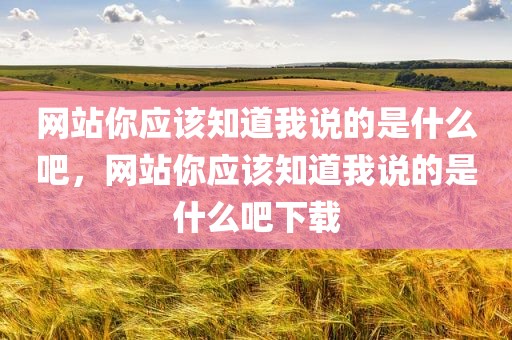 网站你应该知道我说的是什么吧，网站你应该知道我说的是什么吧下载
