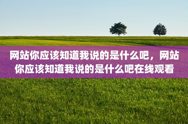 网站你应该知道我说的是什么吧，网站你应该知道我说的是什么吧在线观看