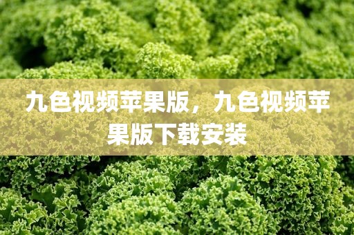 九色视频苹果版，九色视频苹果版下载安装