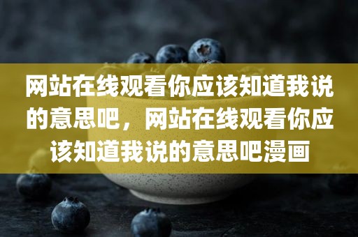 网站在线观看你应该知道我说的意思吧，网站在线观看你应该知道我说的意思吧漫画