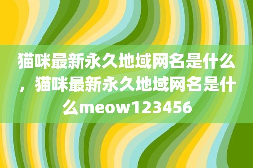 猫咪最新永久地域网名是什么，猫咪最新永久地域网名是什么meow123456