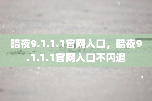 暗夜9.1.1.1官网入口，暗夜9.1.1.1官网入口不闪退