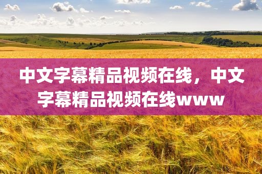 中文字幕精品视频在线，中文字幕精品视频在线www