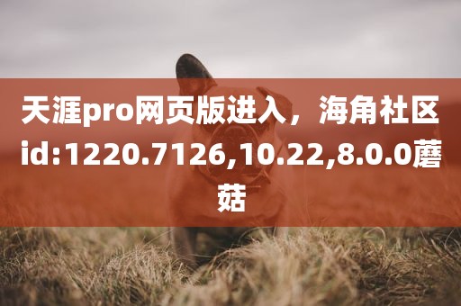 天涯pro网页版进入，海角社区id:1220.7126,10.22,8.0.0蘑菇