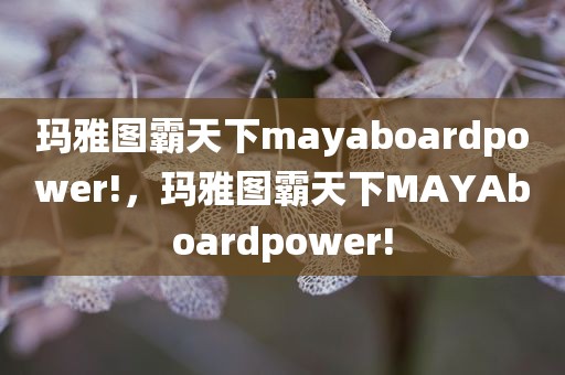 玛雅图霸天下mayaboardpower!，玛雅图霸天下MAYAboardpower!
