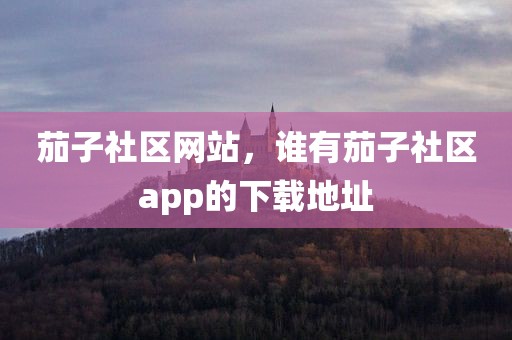 茄子社区网站，谁有茄子社区app的下载地址