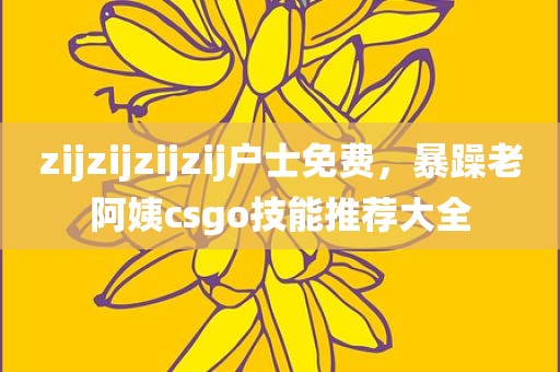 zijzijzijzij户士免费，暴躁老阿姨csgo技能推荐大全
