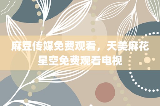 麻豆传媒免费观看，天美麻花星空免费观看电视