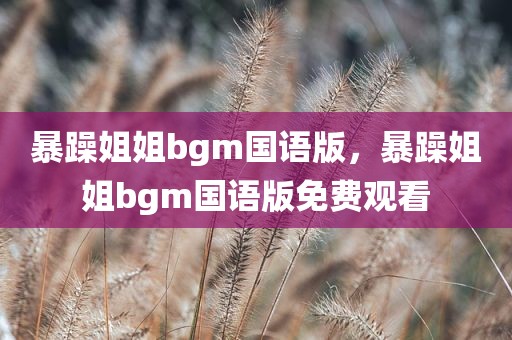 暴躁姐姐bgm国语版，暴躁姐姐bgm国语版免费观看