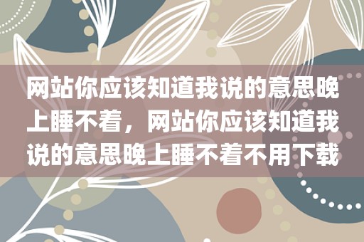 网站你应该知道我说的意思晚上睡不着，网站你应该知道我说的意思晚上睡不着不用下载