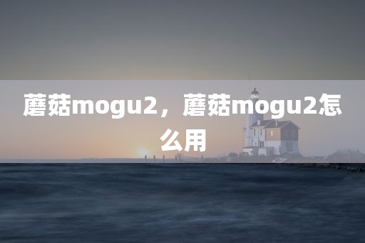 蘑菇mogu2，蘑菇mogu2怎么用