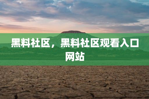 黑料社区，黑料社区观看入口网站