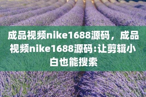 成品视频nike1688源码，成品视频nike1688源码:让剪辑小白也能搜索
