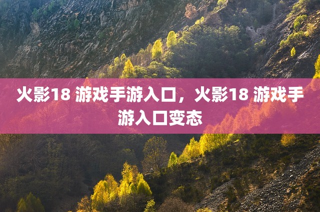 火影18 游戏手游入口，火影18 游戏手游入口变态