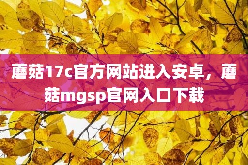 蘑菇17c官方网站进入安卓，蘑菇mgsp官网入口下载