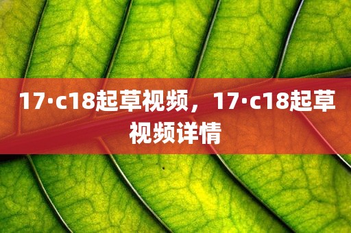 17·c18起草视频，17·c18起草视频详情