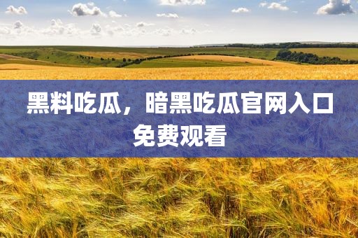 黑料吃瓜，暗黑吃瓜官网入口免费观看