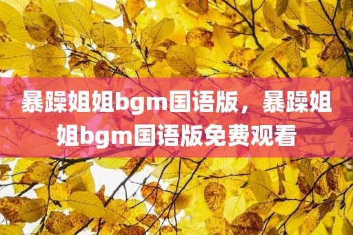 暴躁姐姐bgm国语版，暴躁姐姐bgm国语版免费观看