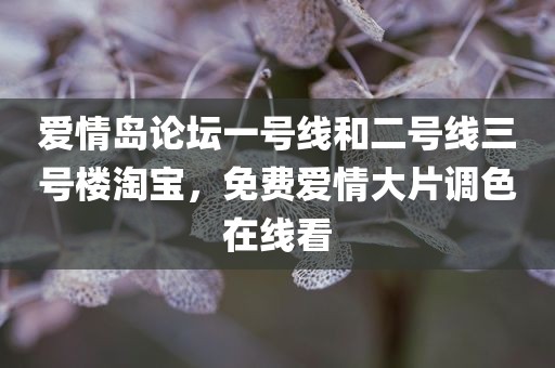 爱情岛论坛一号线和二号线三号楼淘宝，免费爱情大片调色在线看