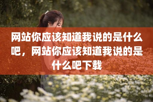 网站你应该知道我说的是什么吧，网站你应该知道我说的是什么吧下载