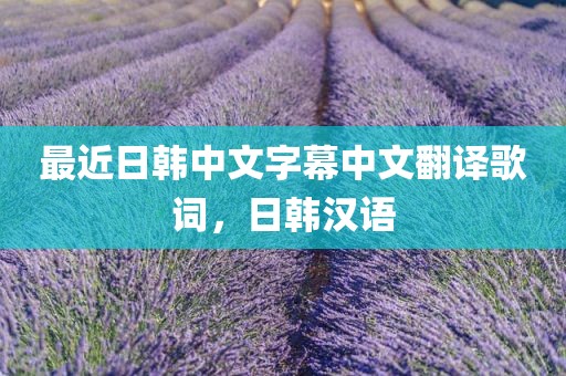 最近日韩中文字幕中文翻译歌词，日韩汉语