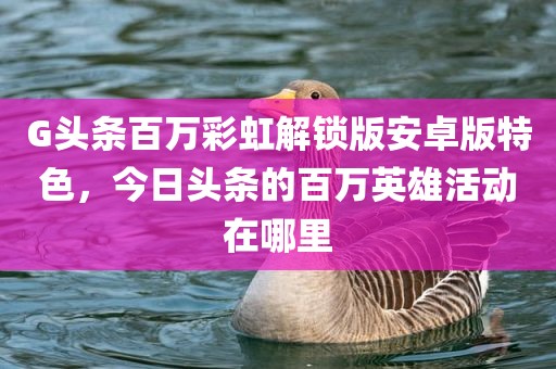 G头条百万彩虹解锁版安卓版特色，今日头条的百万英雄活动在哪里