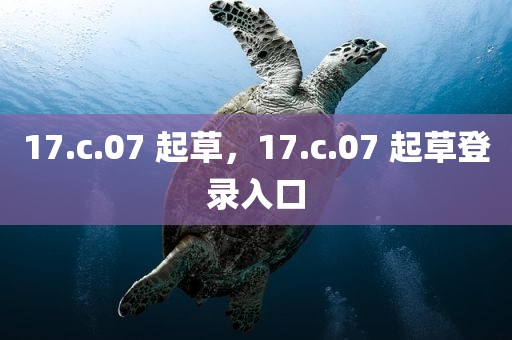 17.c.07 起草，17.c.07 起草登录入口