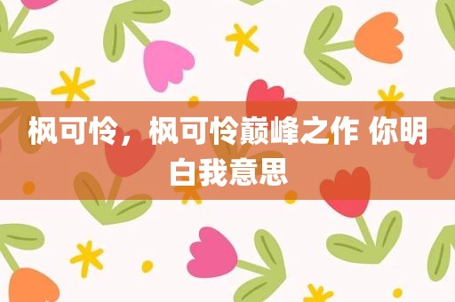 枫可怜，枫可怜巅峰之作 你明白我意思
