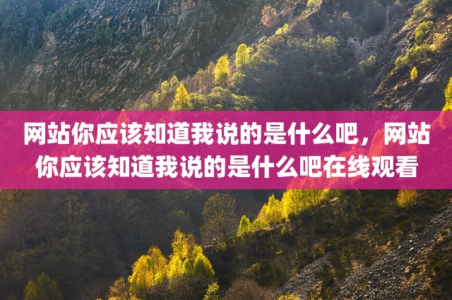 网站你应该知道我说的是什么吧，网站你应该知道我说的是什么吧在线观看