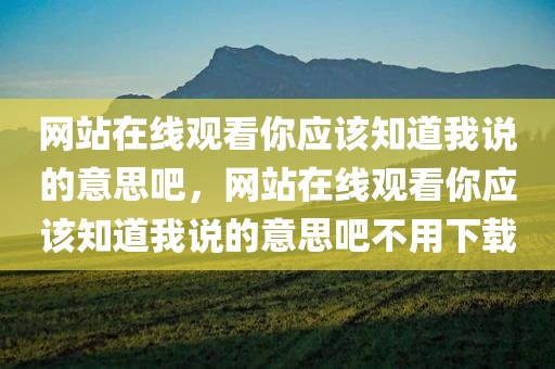 网站在线观看你应该知道我说的意思吧，网站在线观看你应该知道我说的意思吧不用下载