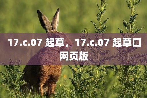 17.c.07 起草，17.c.07 起草口网页版
