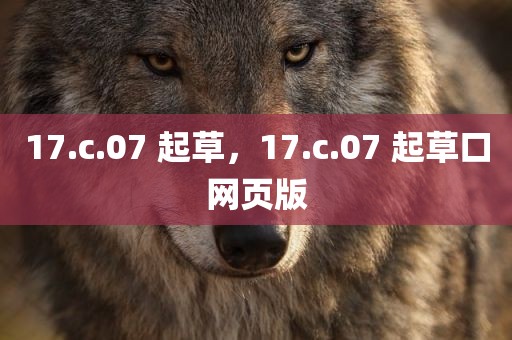 17.c.07 起草，17.c.07 起草口网页版
