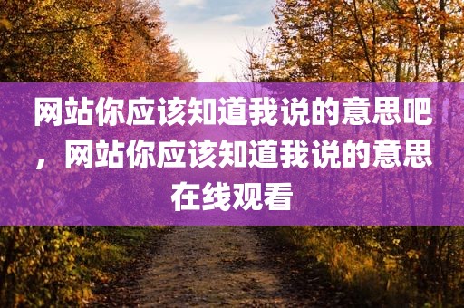 网站你应该知道我说的意思吧，网站你应该知道我说的意思在线观看