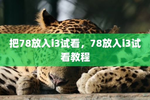把78放入i3试看，78放入i3试看教程
