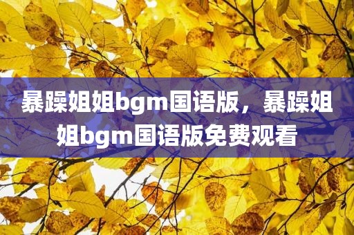暴躁姐姐bgm国语版，暴躁姐姐bgm国语版免费观看