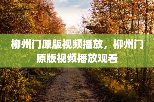 柳州门原版视频播放，柳州门原版视频播放观看
