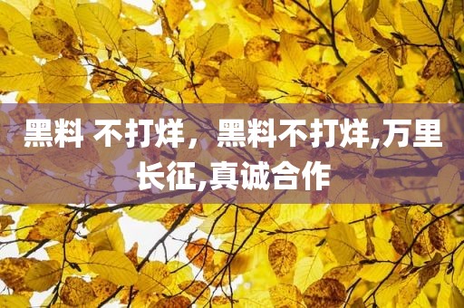 黑料 不打烊，黑料不打烊,万里长征,真诚合作