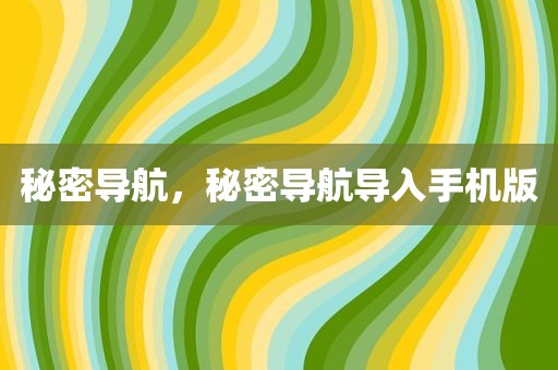 秘密导航，秘密导航导入手机版