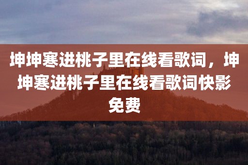 坤坤寒进桃子里在线看歌词，坤坤寒进桃子里在线看歌词快影免费