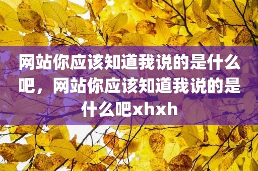 网站你应该知道我说的是什么吧，网站你应该知道我说的是什么吧xhxh