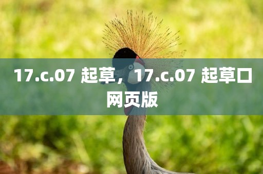 17.c.07 起草，17.c.07 起草口网页版